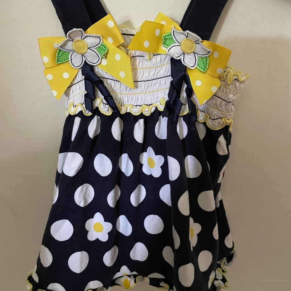 goodlad Polka Dot Dress with smocking & Yellow Bow Accents Size:  12 months